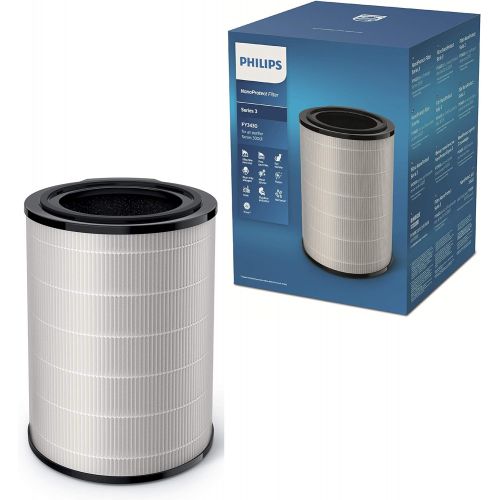 필립스 Philips AC3033/10 Luftreiniger Connected 3000I (fuer Allergiker und Raucher, bis zu 104M², Cadr 400M³/H, Aerasense-Sensor, mit App-Steuerung) weiss/grau mit Ersatzfilter FY3430/30