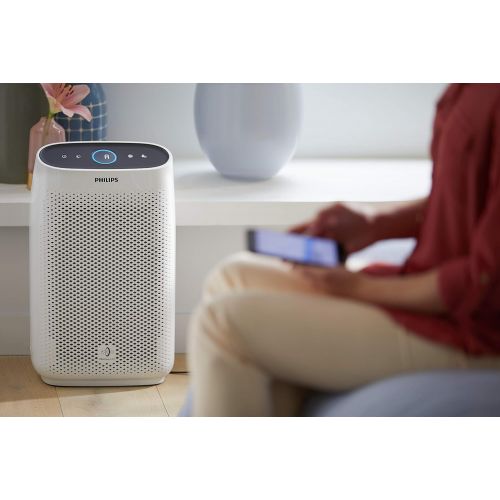 필립스 Philips AC1214/10 Luftreiniger Connected - ECARF zertifziert (fuer Allergiker und Raucher, bis zu 63m², CADR 270m³/h, Allergiemodus, mit App-Steuerung) weiss