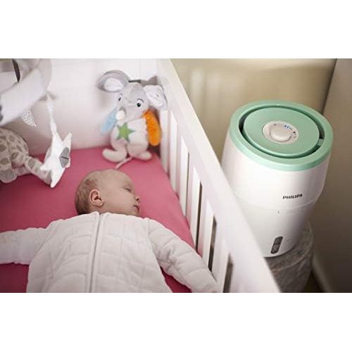 필립스 Philips HU4801/01 Luftbefeuchter (bis zu 25m², hygienische NanoCloud-Technologie, leiser Nachtmodus, fuer Kinder und Babies geeignet) weiss, hellgruen