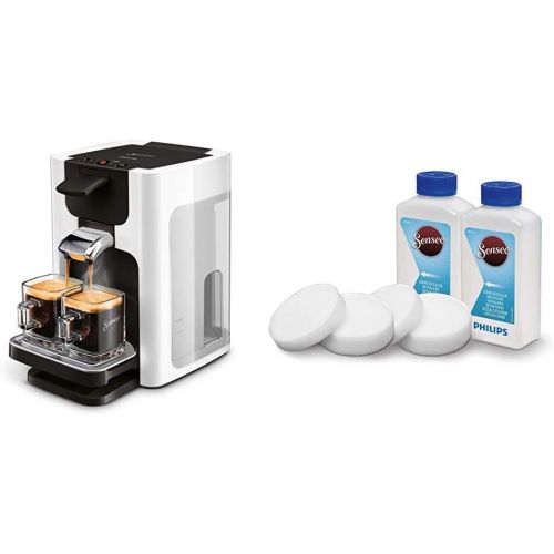 필립스 Philips Senseo HD7865/00 Quadrante Kaffeepadmaschine, XL-Wassertank, weiss mit Fluessigentkalker CA6520/00