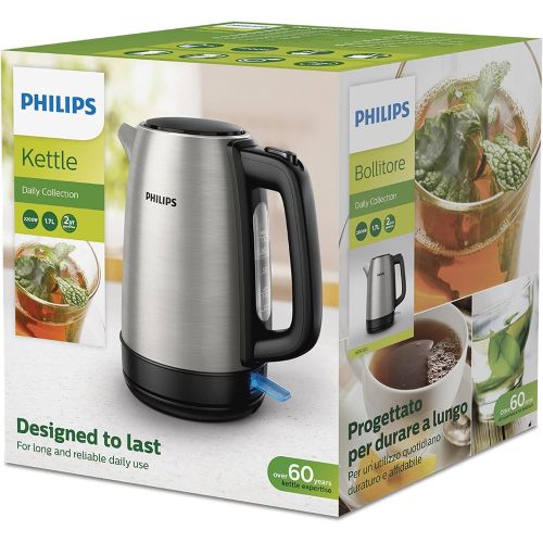 필립스 Philips HD9350/90 Wasserkocher (2200 Watt, 1.7 Liter, Edelstahl)[Energieklasse A+++]