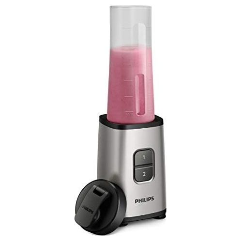 필립스 Philips HR2600/80 Mini-Standmixer ( 350 W, 28.000 Umdr. /Min., 0,7 L Fassungsvermoegen, Trinkflasche, spuelmaschinenfest) silber