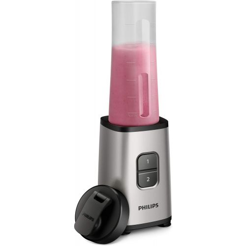 필립스 Philips HR2600/80 Mini-Standmixer ( 350 W, 28.000 Umdr. /Min., 0,7 L Fassungsvermoegen, Trinkflasche, spuelmaschinenfest) silber