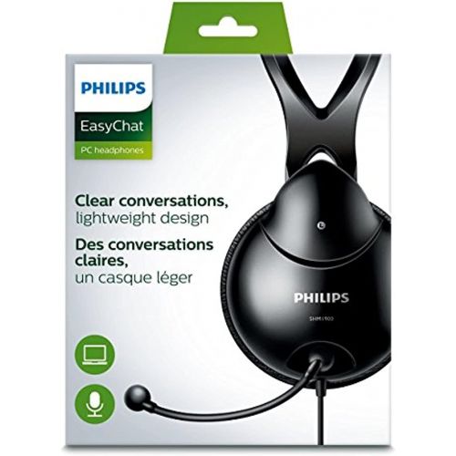 필립스 Philips Computer Headset with Microphone for Laptop, Zoom, Skype - 3.5 MM Lightweight Computer Headphones with Echo Cancelling Mic for Home Office, Call Center, Skype, Zoom