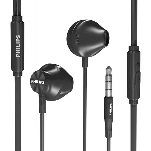 필립스 PHILIPS Wired Earbuds with Microphone - Ergonomic Comfort-Fit in Ear Headphones with Mic for Cell Phones, Earphones with Microphone with Bass Clear Sound - Black