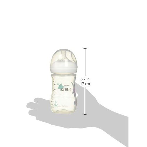 필립스 Philips Avent Natural Baby Bottle with Seahorse Design, 9oz, 4pk, SCF659/47
