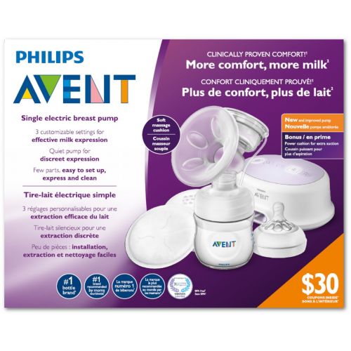 필립스 Philips Avent Single Electric SCF332/21 Breast Pump, White