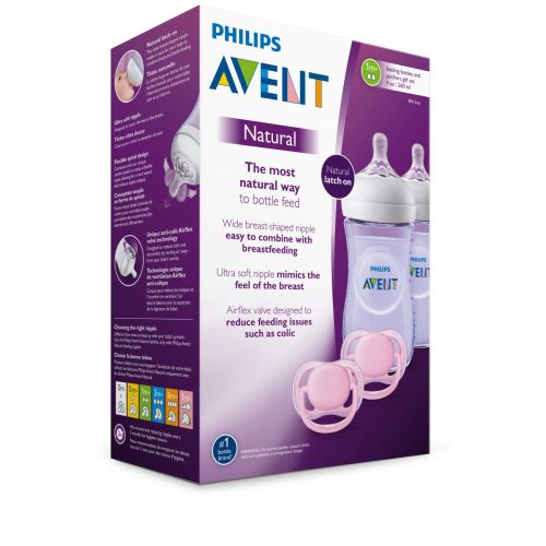 필립스 Philips Avent Natural Baby Bottle Purple Gift Set, SCD113/23