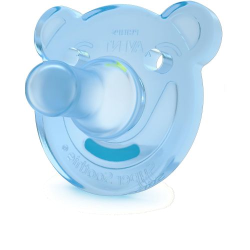 필립스 Philips AVENT Soothie Pacifier, 0-3 Months, Green/Blue, Bear Shape, 4 Pack, SCF194/41