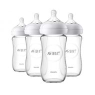 Philips Avent Natural Glass Baby Bottle, 8 Oz, 4pk, SCF703/47