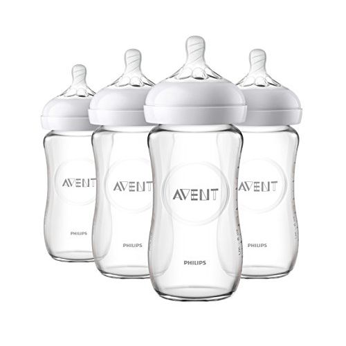 필립스 Philips Avent Natural Glass Baby Bottle, 8 Oz, 4pk, SCF703/47