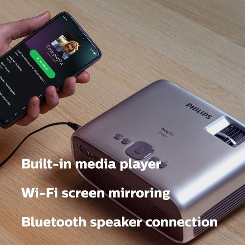 필립스 Philips NeoPix Easy+ Projector, Wi-Fi Screen Mirroring, Built-in Media Player
