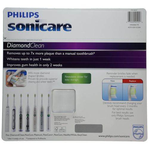 필립스 Philips Sonicare HX6066/70 DiamondClean Standard Brush Heads, 6-Pack