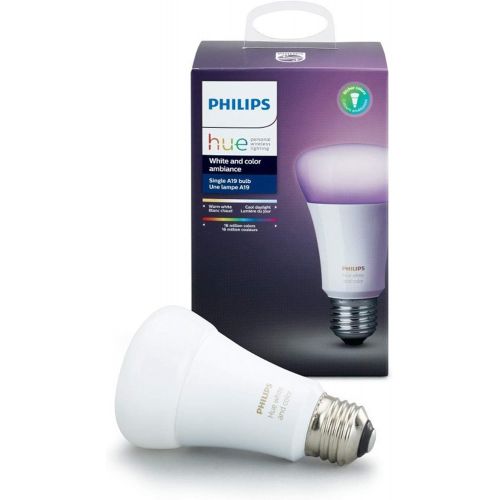 필립스 Philips Hue Single Premium A19 Smart Bulb, 16 million colors, for most lamps & overhead lights (Hue Hub Required, Works with Alexa), Old Version