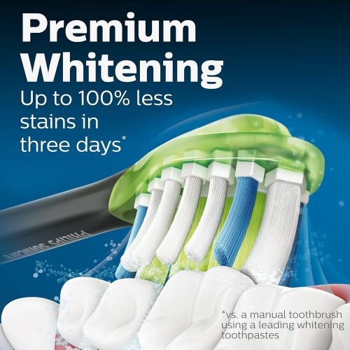 필립스 Philips Sonicare Premium White replacement toothbrush heads, HX9064/95, BrushSync technology, Black 4-pk