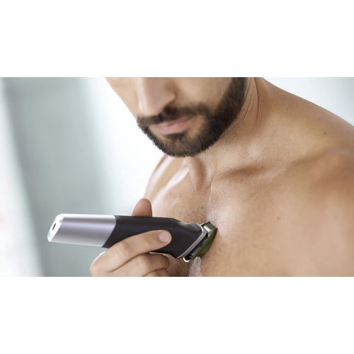 필립스 Philips Norelco MG5750/49 Multigroom All-In-One Trimmer Series 5000 With 18Piece, No Blade Oil Needed,