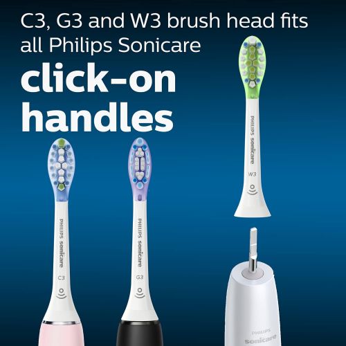 필립스 Philips Sonicare HX9073/65 Genuine Replacement Toothbrush Head Variety Pack - Premium Plaque Control, Premium Gum Care & Premium White, Brushsync Technology, White 3-pk