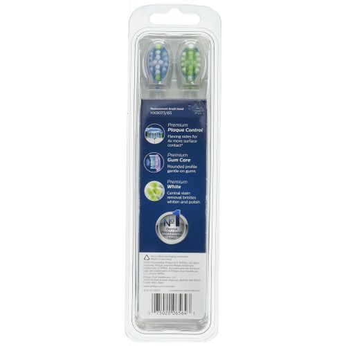 필립스 Philips Sonicare HX9073/65 Genuine Replacement Toothbrush Head Variety Pack - Premium Plaque Control, Premium Gum Care & Premium White, Brushsync Technology, White 3-pk