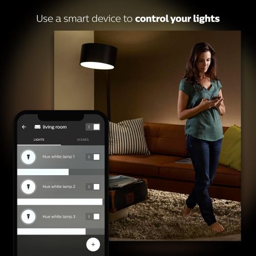 필립스 Philips Hue White A19 60W Equivalent LED Smart Bulb Starter Kit (4 A19 White Bulbs and 1 Hub Compatible with Amazon Alexa Apple HomeKit and Google Assistant)