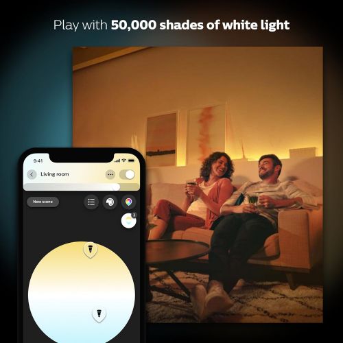 필립스 Philips Hue White and Color Ambiance A19 60W Equivalent LED Smart Bulb Starter Kit (4 A19 Bulbs and 1 Hub Compatible with Amazon Alexa Apple HomeKit and Google Assistant)