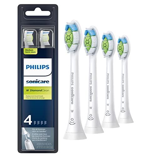 필립스 Philips Sonicare HX6064/65 Genuine DiamondClean replacement toothbrush heads, BrushSync technology, White 4-pk