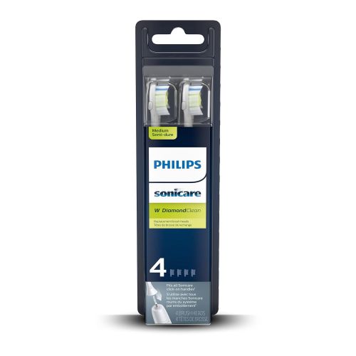 필립스 Philips Sonicare HX6064/65 Genuine DiamondClean replacement toothbrush heads, BrushSync technology, White 4-pk