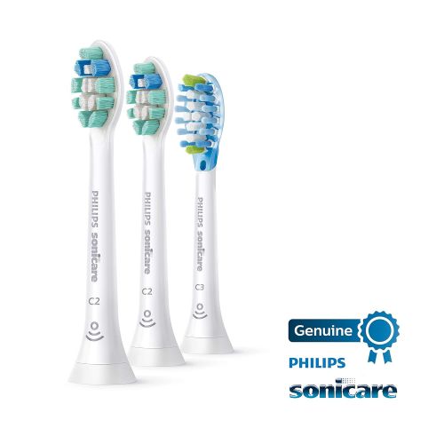 필립스 Philips Sonicare HX9023/69 Genuine Toothbrush Head Variety Pack  C3 Premium Plaque Control & C2 Optimal Plaque Control, 3 Pack, white