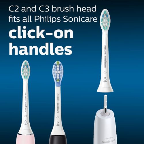 필립스 Philips Sonicare HX9023/69 Genuine Toothbrush Head Variety Pack  C3 Premium Plaque Control & C2 Optimal Plaque Control, 3 Pack, white