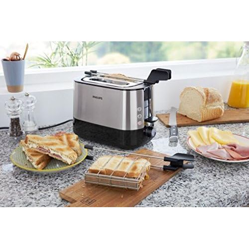 필립스 [아마존베스트]Philips HD2639/90  Toaster (730 W, Extra Large Slot, Sandwich Accessories), Black and Silver