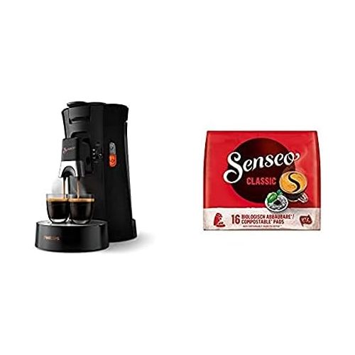 필립스 Philips Senseo Select CSA240/60 Coffee Pod Machine (Black) + Senseo Pads Classic, 160 Coffee Pads, Pack of 10, 10 x 16 Drinks