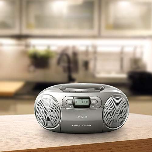 필립스 [아마존베스트]Philips Audio Philips AZB600 CD Radio Recorder with DAB+ (Dynamic Bass Boost, FM DAB+, CD, Cassette Deck) Silver