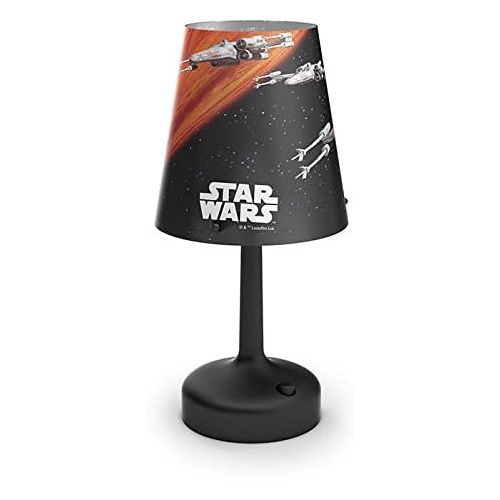 필립스 Philips Star Wars Spaceship Portable LED Bedside and Table Lamp, Integrated LED, Battery Operated - Black