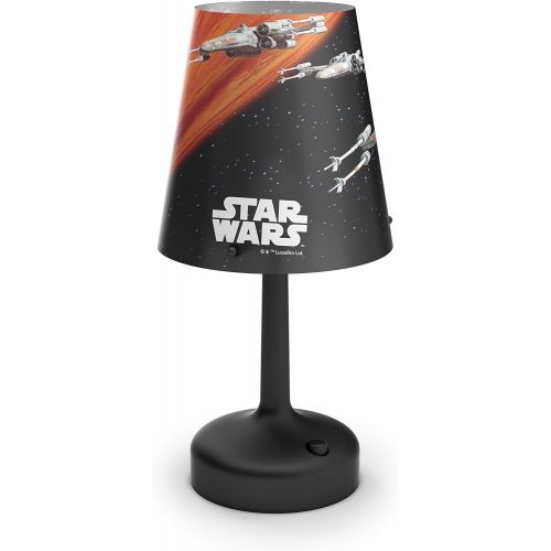 필립스 Philips Star Wars Spaceship Portable LED Bedside and Table Lamp, Integrated LED, Battery Operated - Black