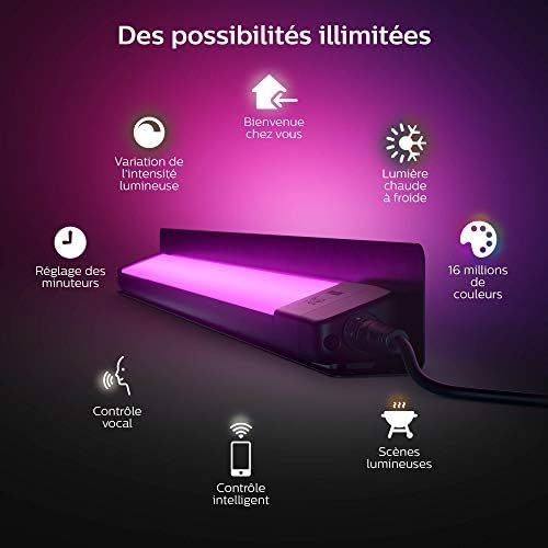 필립스 Philips Hue White and Color Ambiance LED Garden Spotlight Lily 1 Base Set Dimmable up to 16 Million Colours & White & Colour Amb. LED Wall Floodlight Amarant, Black, up to 16 Milli