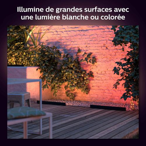 필립스 Philips Hue White and Color Ambiance LED Garden Spotlight Lily 1 Base Set Dimmable up to 16 Million Colours & White & Colour Amb. LED Wall Floodlight Amarant, Black, up to 16 Milli