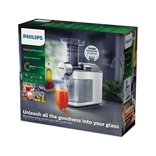 필립스 Philips HR1945/80 Slow Juicer, Cold Press Juicer, Maximum Nutrient Extraction, White