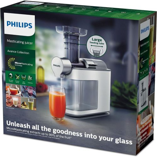 필립스 Philips HR1945/80 Slow Juicer, Cold Press Juicer, Maximum Nutrient Extraction, White