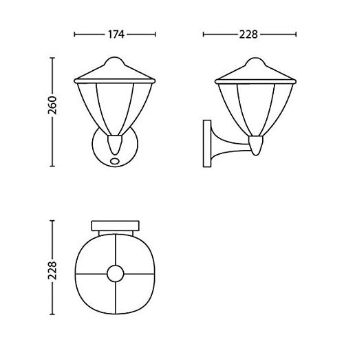 필립스 Philips 154793016 Robin Outdoor Wall Light with Motion Sensor LED Light Black