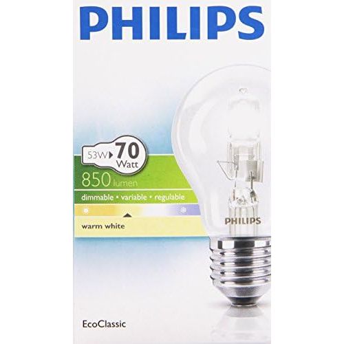 필립스 Philips EcoClassic 30 E27 A60 25172225 Brilliant Halogen Light 53W Incandescent Bulb Shape Clear