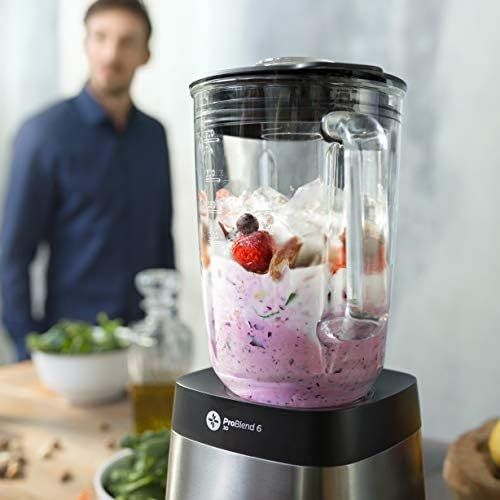 필립스 Philips HR3653/00 Tritan Mixer Bowl Extremely Durable 2.2 L Pro Blend 6 3D Program for Smoothies 1400 W 35000 rpm Stainless Steel