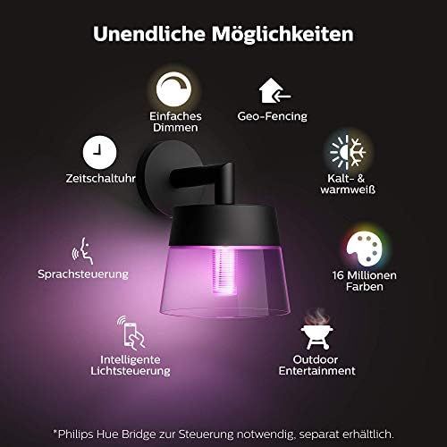 필립스 Philips Hue White and Colour Ambiance Attract LED Outdoor Wall Light up to 16 Million Colours, Controllable via App, Compatible with Amazon Alexa (Echo, Echo Dot)