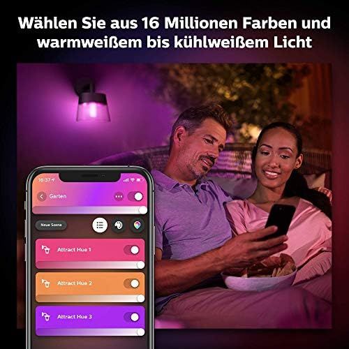 필립스 Philips Hue White and Colour Ambiance Attract LED Outdoor Wall Light up to 16 Million Colours, Controllable via App, Compatible with Amazon Alexa (Echo, Echo Dot)