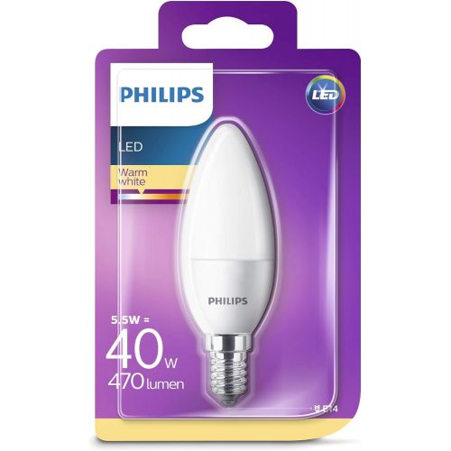 필립스 Philips 8718696474983 230 V E14 Small Edison Screw 6 W LED Candle Light Bulb, Warm White
