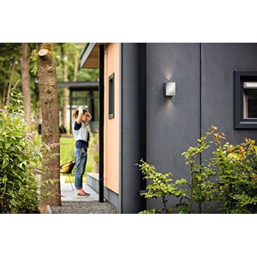 필립스 Philips myGarden 172154716 LED Outdoor Wall Light, Stainless Steel, 11.73 x 10.86 x 14 cm