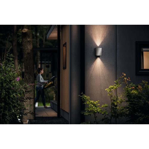 필립스 Philips myGarden 172154716 LED Outdoor Wall Light, Stainless Steel, 11.73 x 10.86 x 14 cm