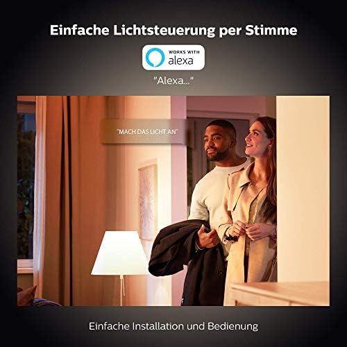 필립스 Philips Hue White E27 LED lamp single pack, dimmable, warm White light, controllable via app, compatible with Amazon Alexa (Echo, Echo Dot), device certified for people