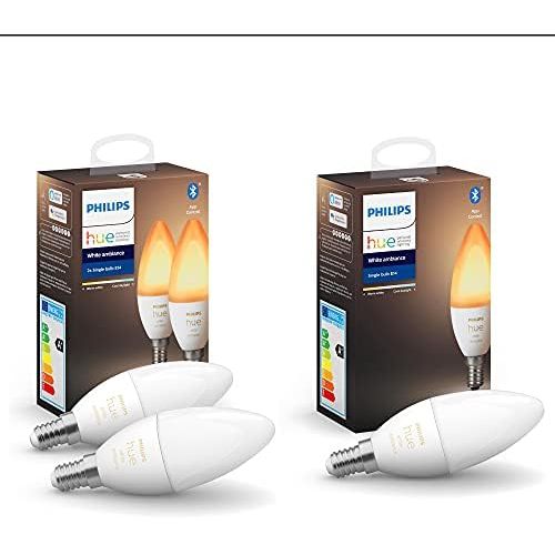 필립스 Philips Hue White Ambiance E14 LED Light Bulb Pack of 3 Dimmable All Shades of White Controllable via App Compatible with Amazon Alexa