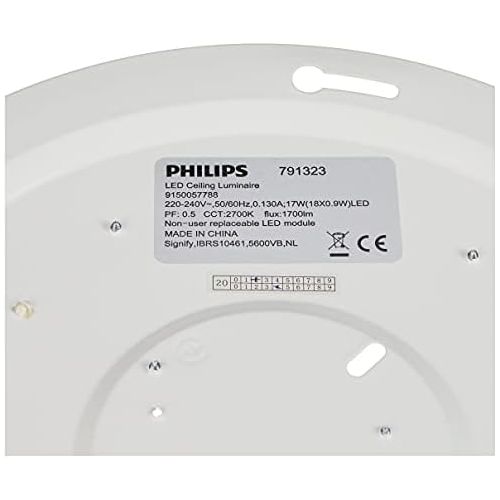 필립스 Philips Moire LED Ceiling Light, Nickel, 17 W, 1700 lm, Warm White Light (2700 K)