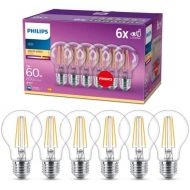 Philips LEDclassic replaces 60 W, E27, A60, pack of 6, warm white (2700 Kelvin), 806 lumens, clear