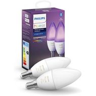 Philips Hue White & Colour Ambiance E14 LED Light Bulb, Pack of 2, Dimmable, up to 16 Million Colours, App Control, Compatible With Amazon Alexa (Echo, Echo Dot)